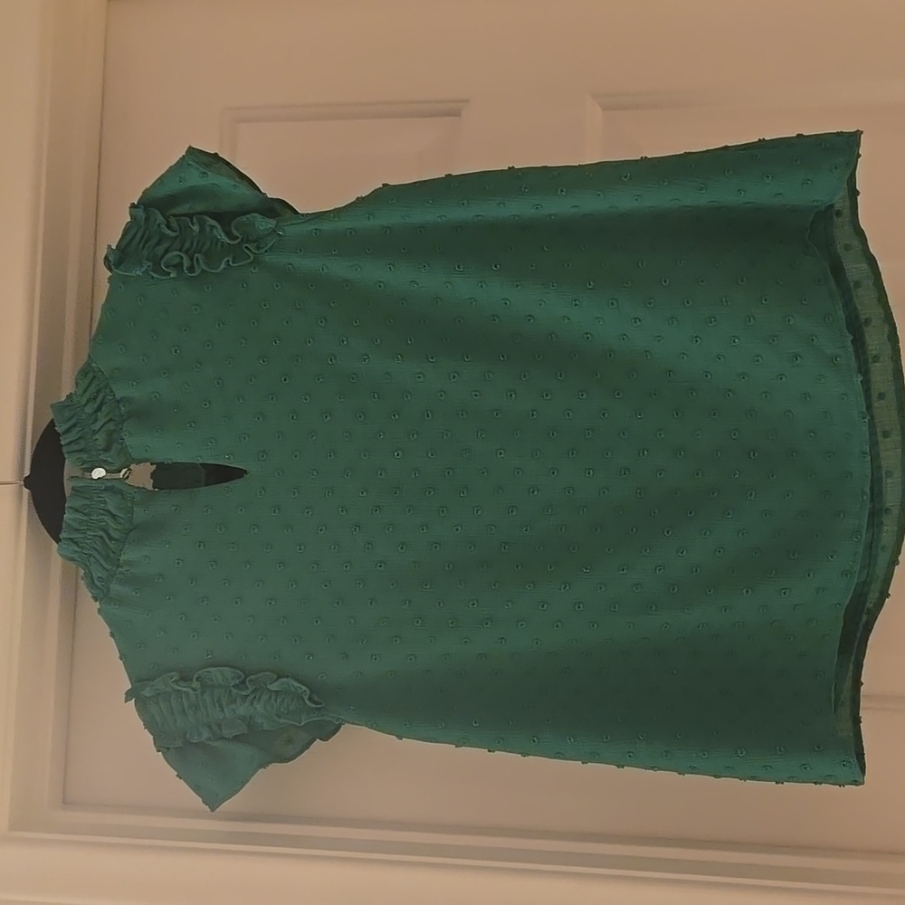 CeCe Teal Ruffled Blouse - Picture 3 of 3